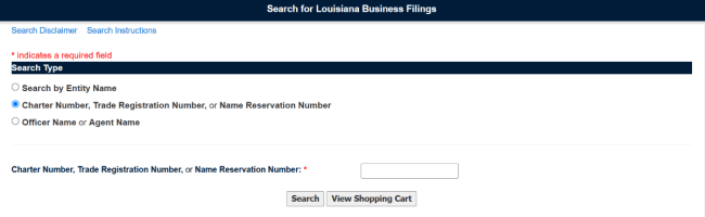 LA charter number search