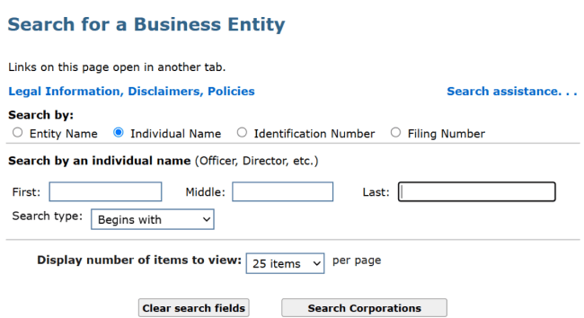 MA individual name search home