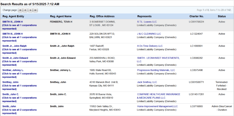 missouri registered agent results 1