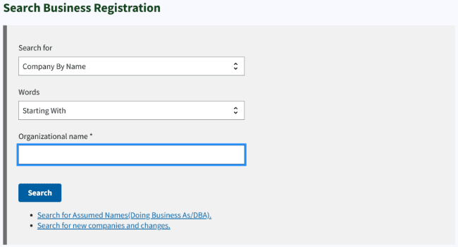 NC business name search home