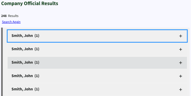 NC company officials search results