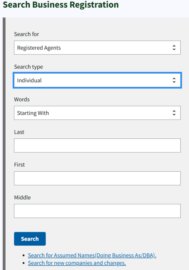NC registered agent search home