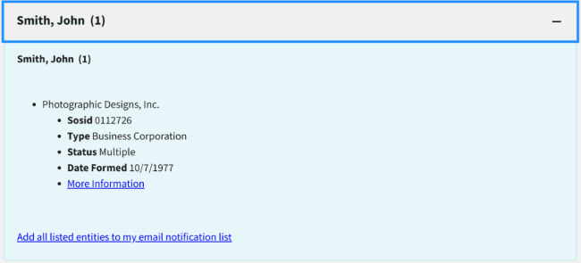 NC registered agent search results 2
