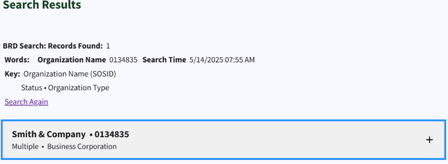 NC SOS ID search results