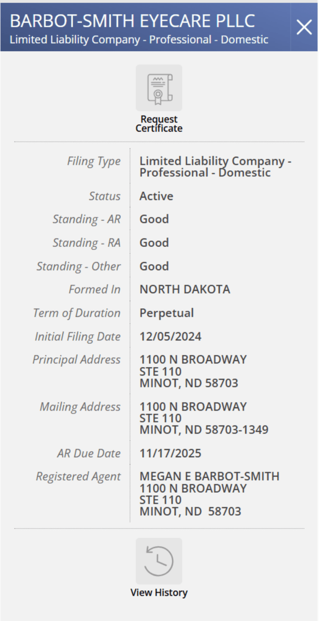 North Dakota business name search results 2