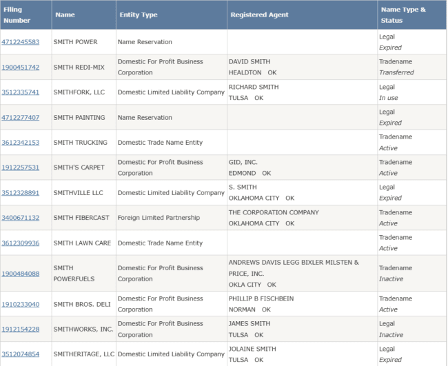 Oklahoma business search results 1