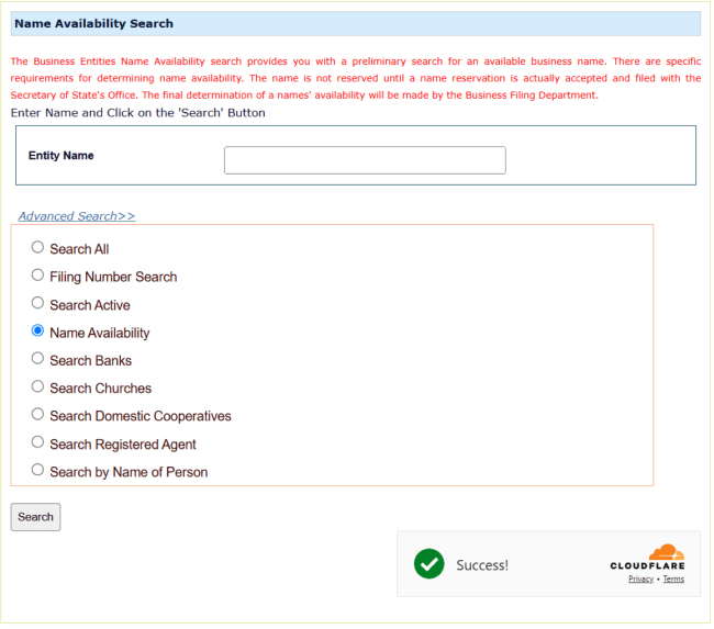 OK name availability search